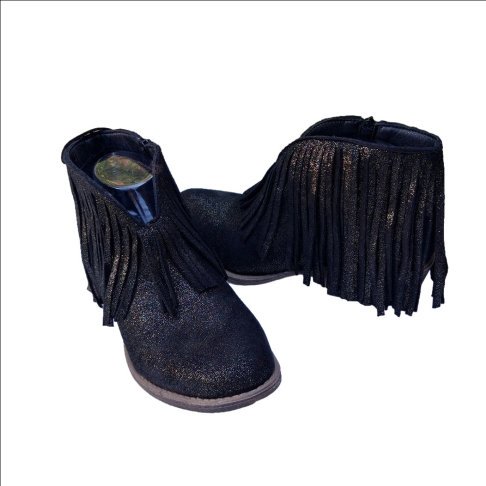 Very G Black Fringe Ankle Boots